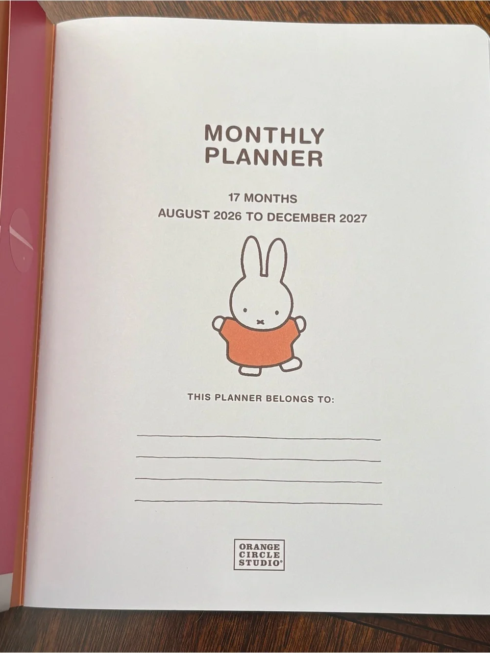 miffy 17 Month Planner — Green, Orange & Yellow Accents: Aug 2026 - Dec 2027